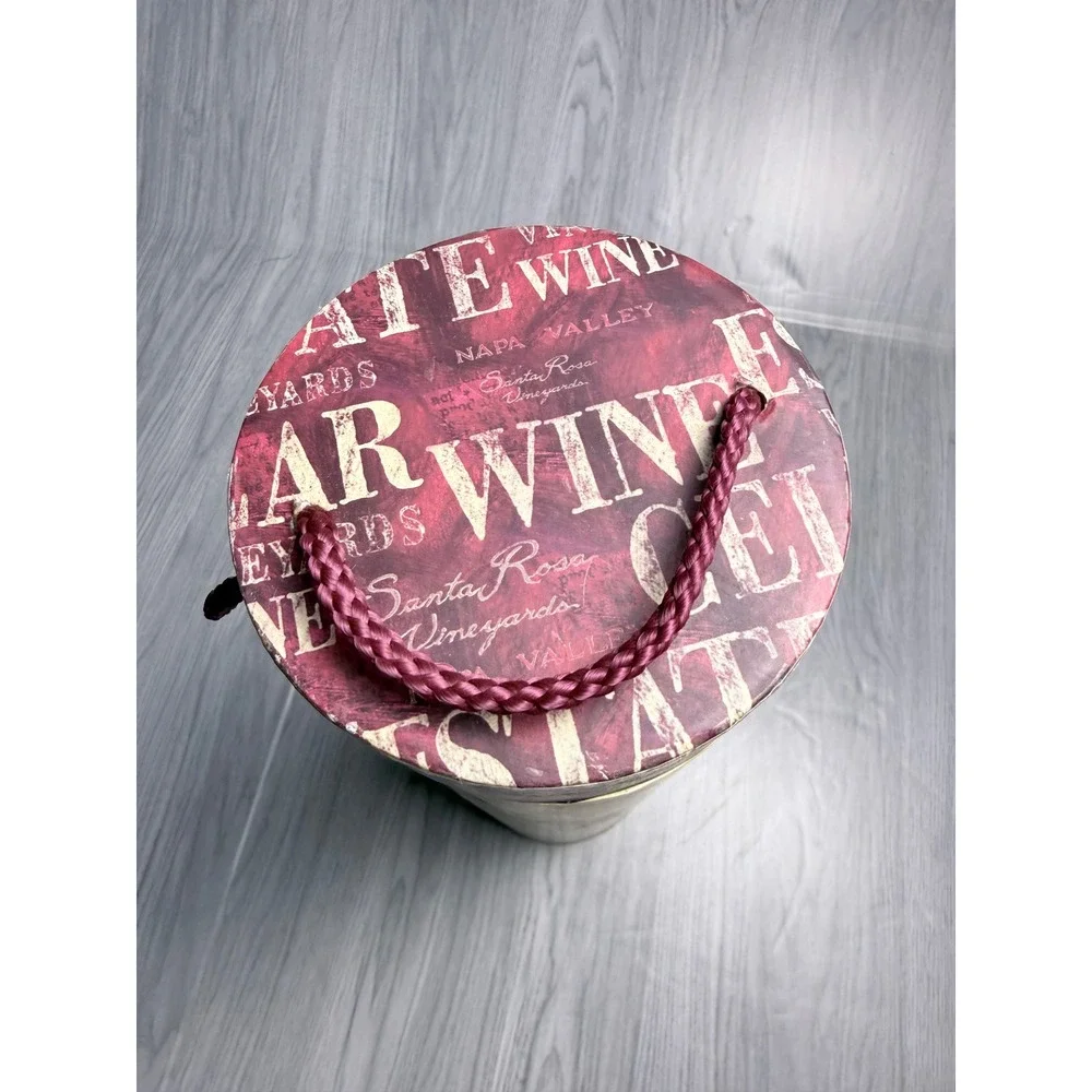 Vintage Napa Valley Wine Cellar Decorative Gift Box Canister with Rope Handle